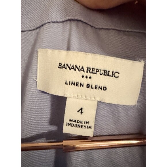 Banana Republic Sky Blue  Linen Blend Wrap Midi Dress Size 4 $150 - Picture 3 of 7